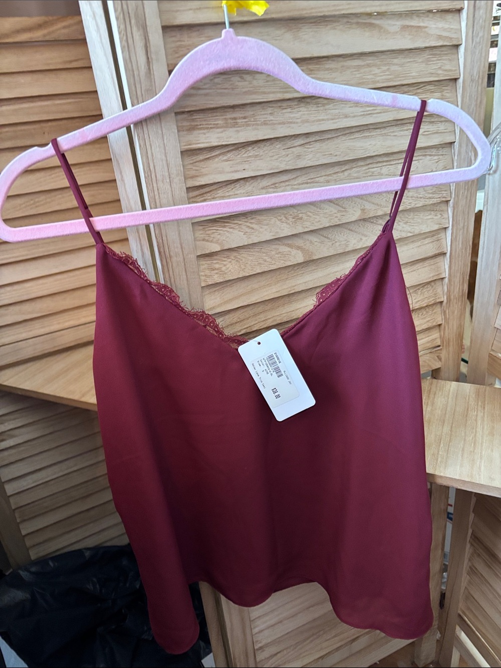 Allison Joy Wine Lace-Trim Lined Cami Small NWT